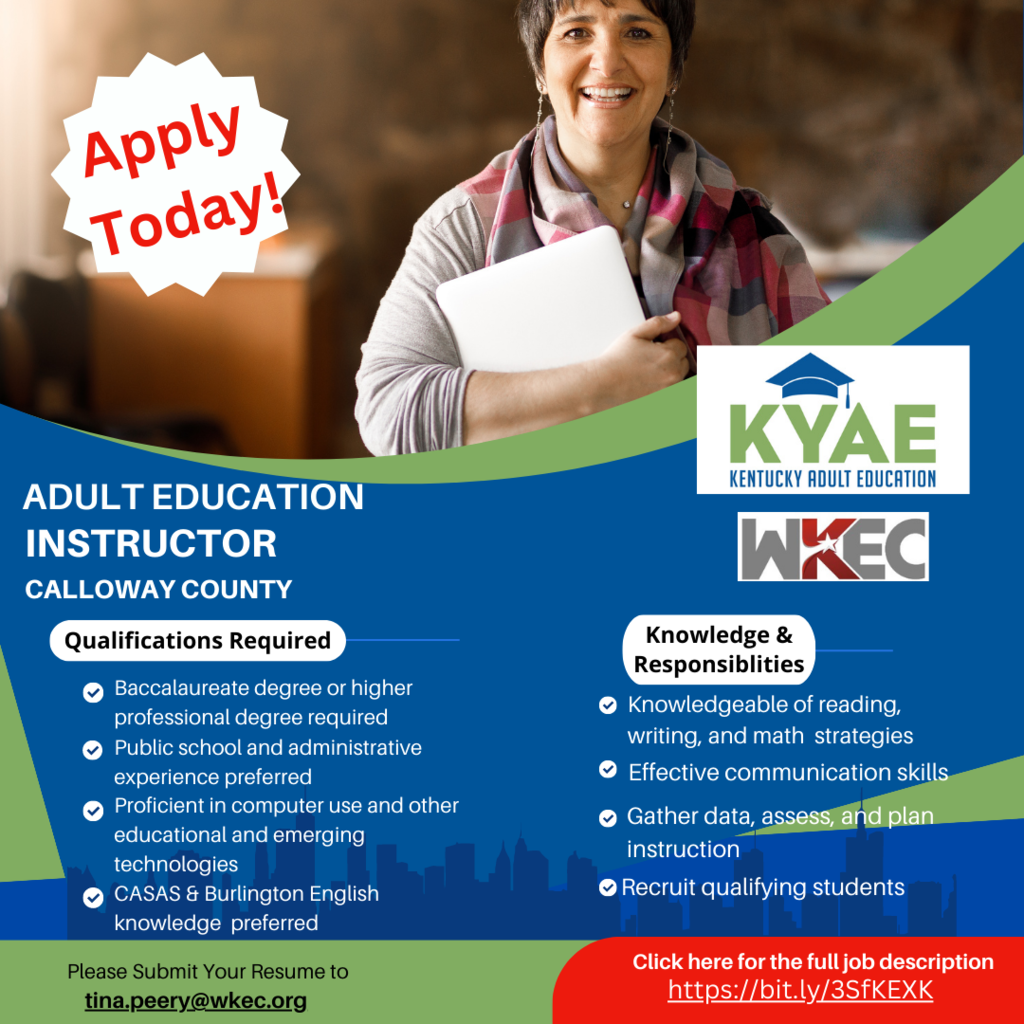 apply today for adult education instructor